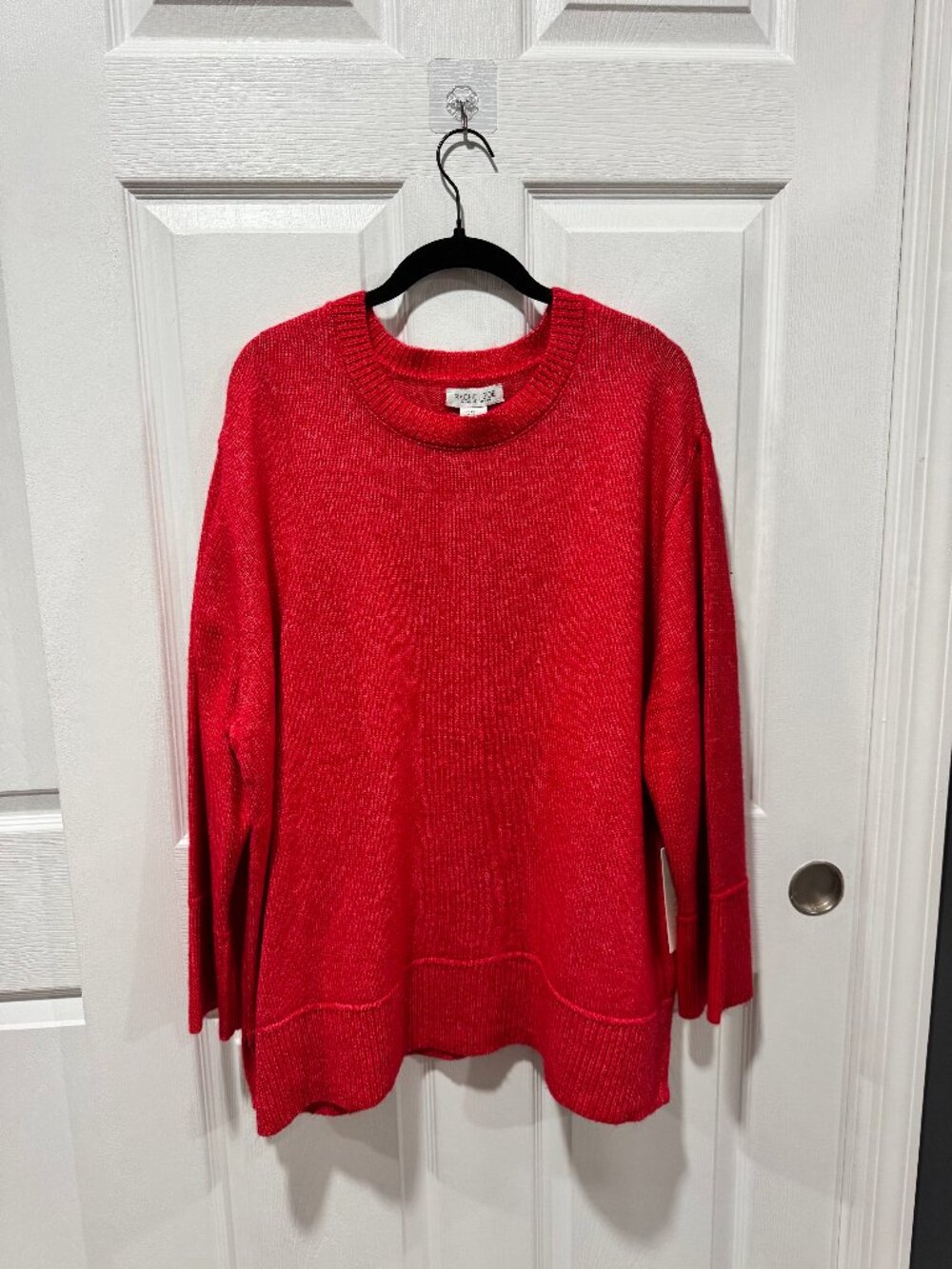 Rachel Zoe women's red crewneck tunic sweater 2X NWT Soft knit pullover